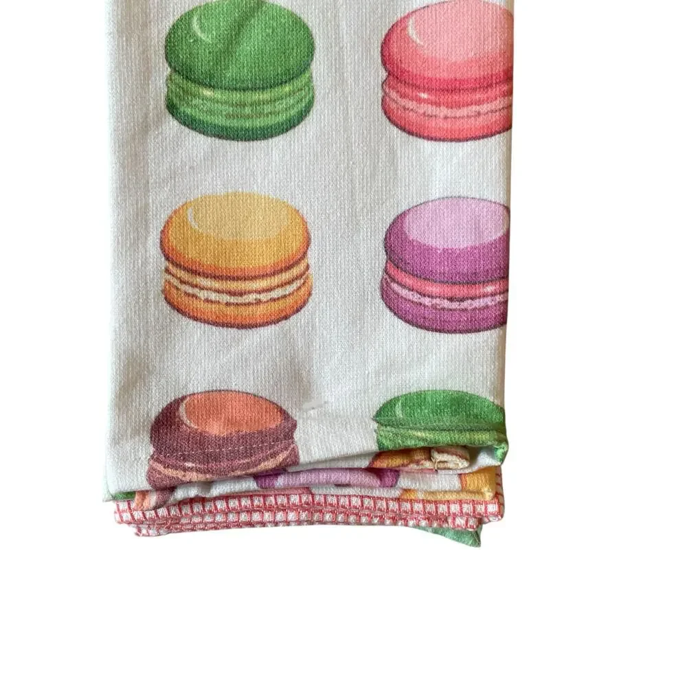 Macaroon Kitchen Towels 18x28 Pop of Color Set of 3 by Mireille Designs NEW